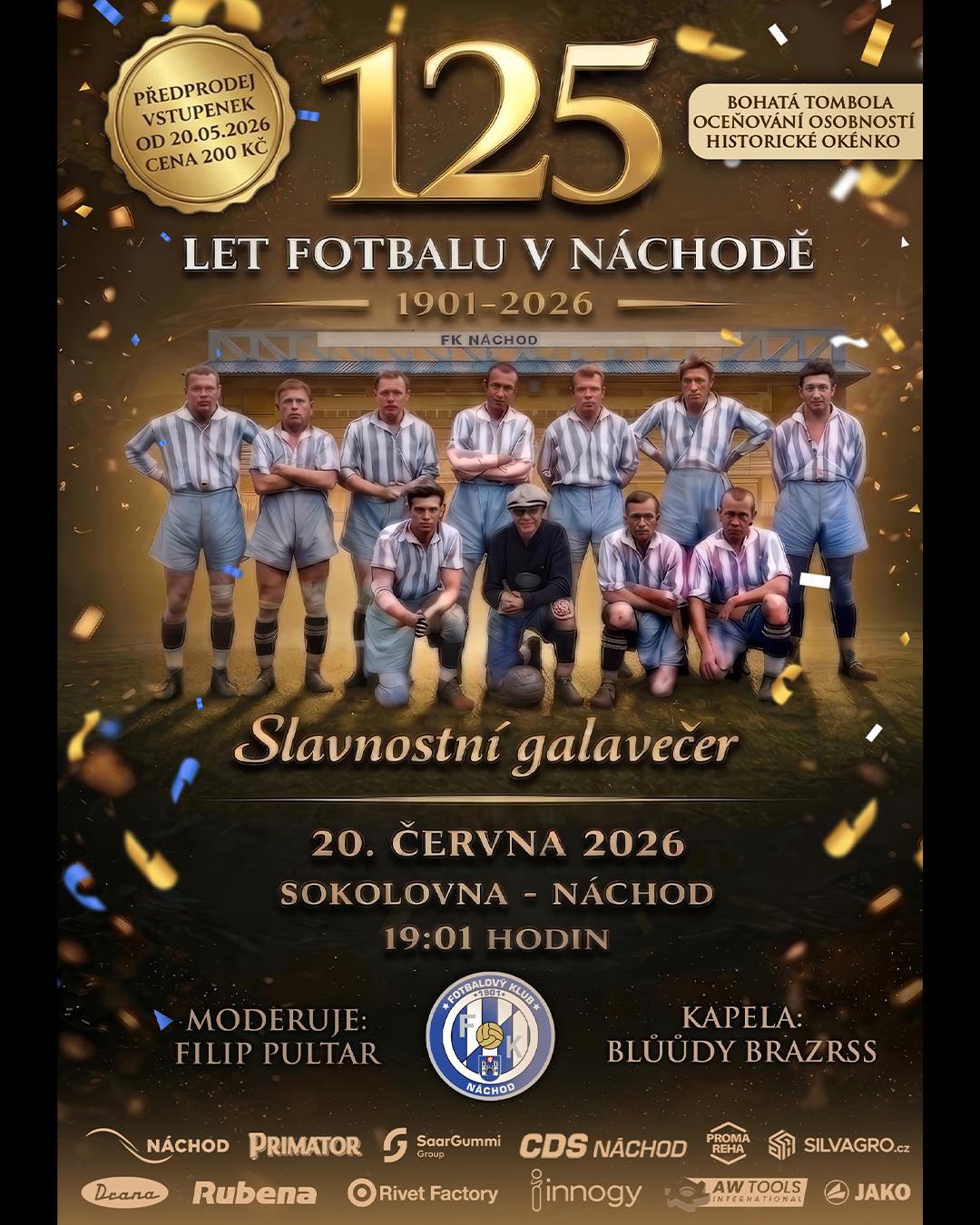 Plakát125 let fotbalu v Náchodě - slavnostní galavečer